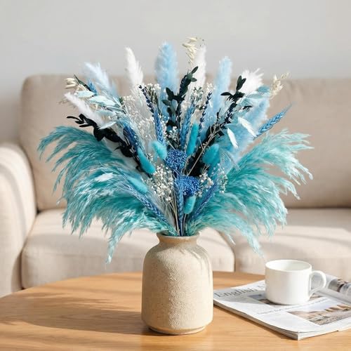 Ramo de Flores Secas Mixtas Azul Natural para Decoración miniatura 2