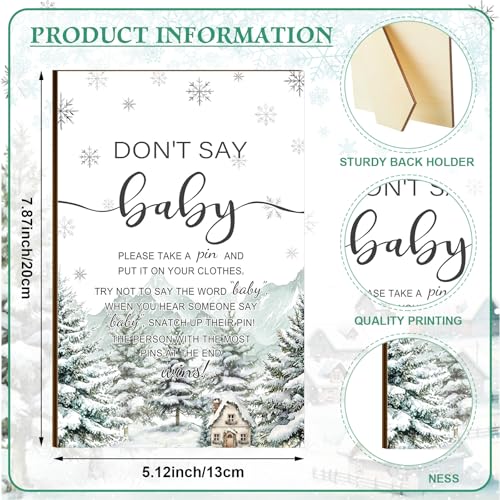 Image of Patelai 321 Pcs Baby Shower Games Supplies, 5 Sets (50 Cards Each) Activities Cards with 20 Pencils 1 Don't Say Baby Sign 50 Clothespin (Winter Theme)