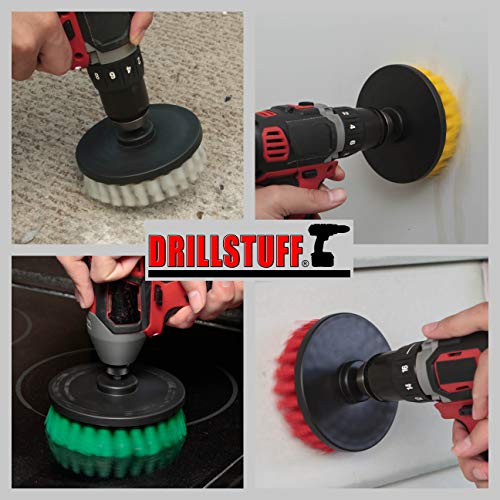 Image of Cleaning Supplies - Drill Brush Power Scrubber Multi Use Kit - Tile Grout Cleaner Tool - Deck Brush - Bathtub, Window, Carpet, Shower Cleaner Attachments for Drill - Clean Mineral Deposits & Soap Scum