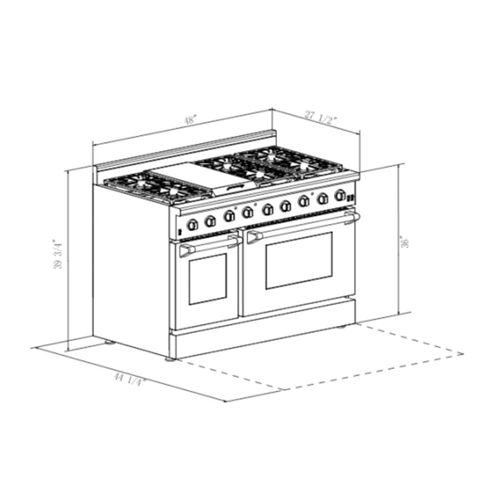 Thor Kitchen 48 inch Freestanding ProStyle Professional Gas Range with