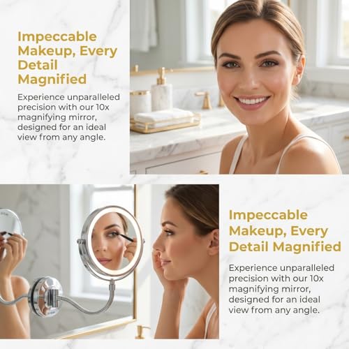 Espejo de Maquillaje con Lupa 10x y Luz LED Giratorio miniatura 3