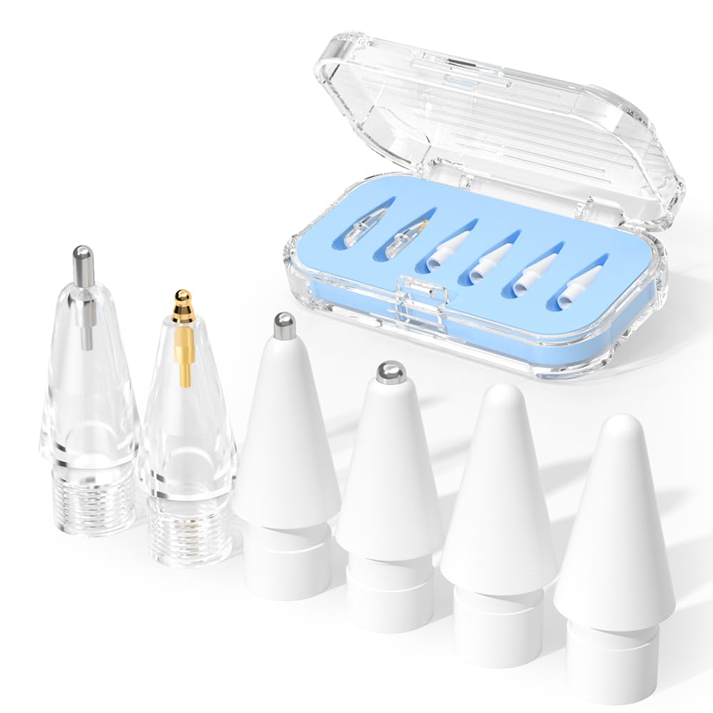 JOOSKO Upgraded Replacement Tips for Apple Pencil Pro/USB-C/2nd Gen/1st Gen Tips(with Storage case),wear-Resistant Mix Metal Tips for iPad Pencil