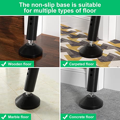 Sliding Glass Door Lock & Door Stoppers Security Bar Keep Your Home Security, Adjustable Jammer with Interchangeable Caps & Rubber Tips, Ideal for Home, Apartment and Travel Protection,Black 1Pack