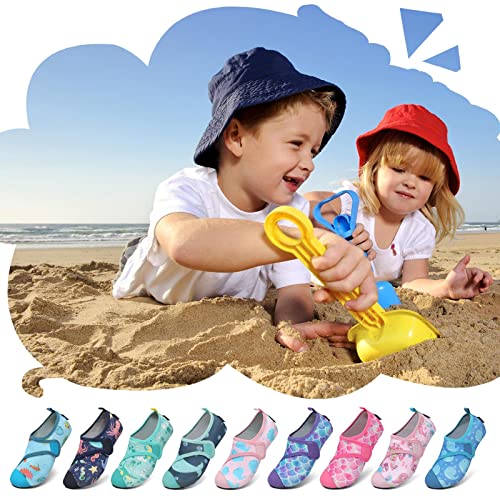 Foto von SAGUARO Badeschuhe Mädchen Aquaschuhe Kinder Schnelltrocknend Wasserschuhe Licht Weich rutschfest Schwimmbad Strandschuhe Rot Gr.26/27 EU
