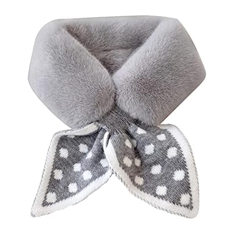 Women's Winter Faux Fur Collar Scarf Thick Plush Neck Warmer Cute Rabbit Ears Neck Scarves Shawl Wrap for Girls Cover