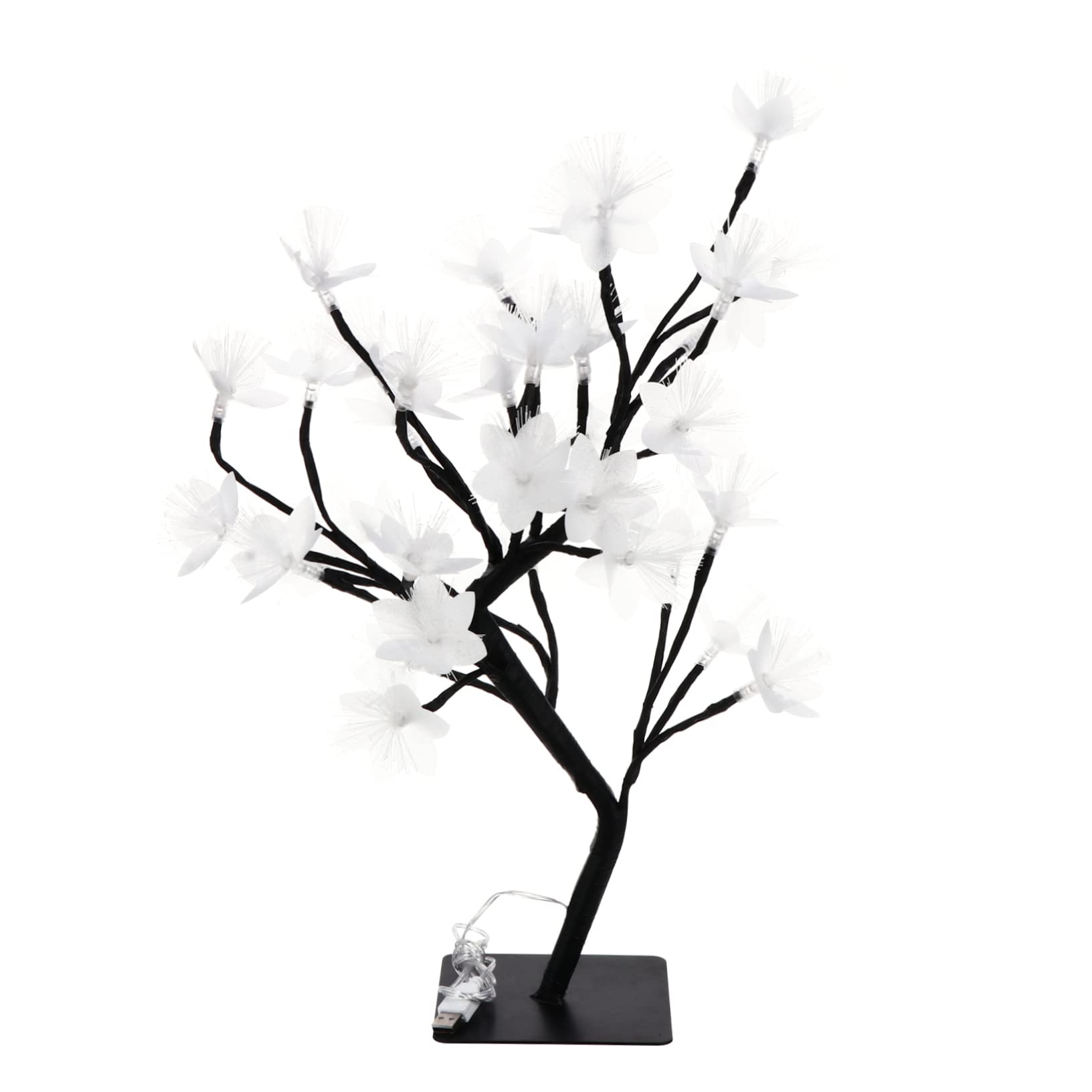 Happyyami 1Pc LED Desktop Tree Lamp USB Powered Optical Flower Light for Bedroom Wedding Party Tabletop Decoration Color Changing Soft Lighting for Home Hotels Clubs and Bars