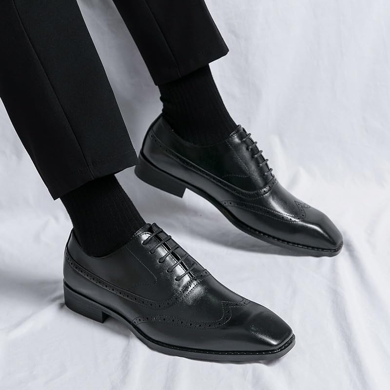 Men's Hollow Professional Oxfords Prom High-Shine Dress Shoes Men's Height Increasing Lace-up Brogues2