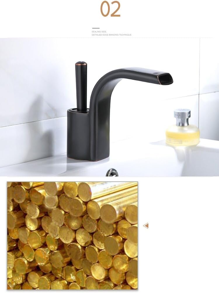 Copper Bathroom Faucets Brass Waterfall Mixer Tap Golden/Black/Chr