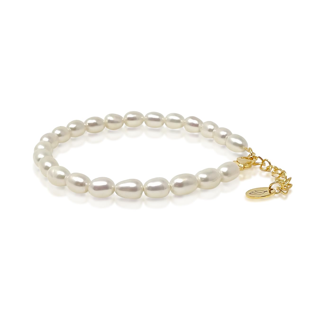Mary & Jules Perlenarmband Damen Gold mit echten Süßwasserperlen und 925 Sterling Silber - aus recyceltem Silber, vergoldet, Perlenarmband Gold Damen für Frauen & Mädchen