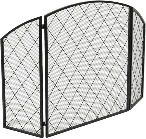 Écran ignifuge plat arqué en maille métallique noire pour cheminée design - 8