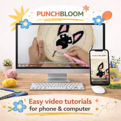 Image of Punch Needle Coaster Kit for Adults Beginners, Easy Punch Embroidery Starter Set with Instructions - Fun Mug Rug Making Kit for Table Decor & Festival DIY Gifts (6pcs Cute Dogs)