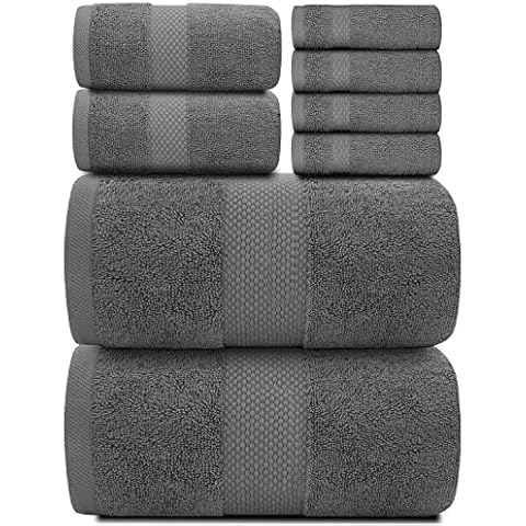 White Classic Charcoal Grey Towel Set Cover