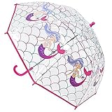 KAV Sombrilla escolar transparente para niños y niñas, diseño dulce, hermoso y ligero para tu hijo, Sirena