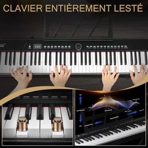 Bonnlo Piano Numérique avec 88 Touches Lestées, Clavier de Piano Semi-Lesté pour Débutants avec Pédale de Sustain, Adaptateur Secteur, Piano Électrique Cadeau pour Enfants et Adultes, Noir - Les Beatles, Paul McCartney, John Lennon, RIngo Starr, George Harrison Bonnlo Piano Numérique avec 88 Touches Lestées, Clavier de Piano Semi-Lesté pour Débutants avec Pédale de Sustain, Adaptateur Secteur, Piano Électrique Cadeau pour Enfants et Adultes, Noir – Image 5
