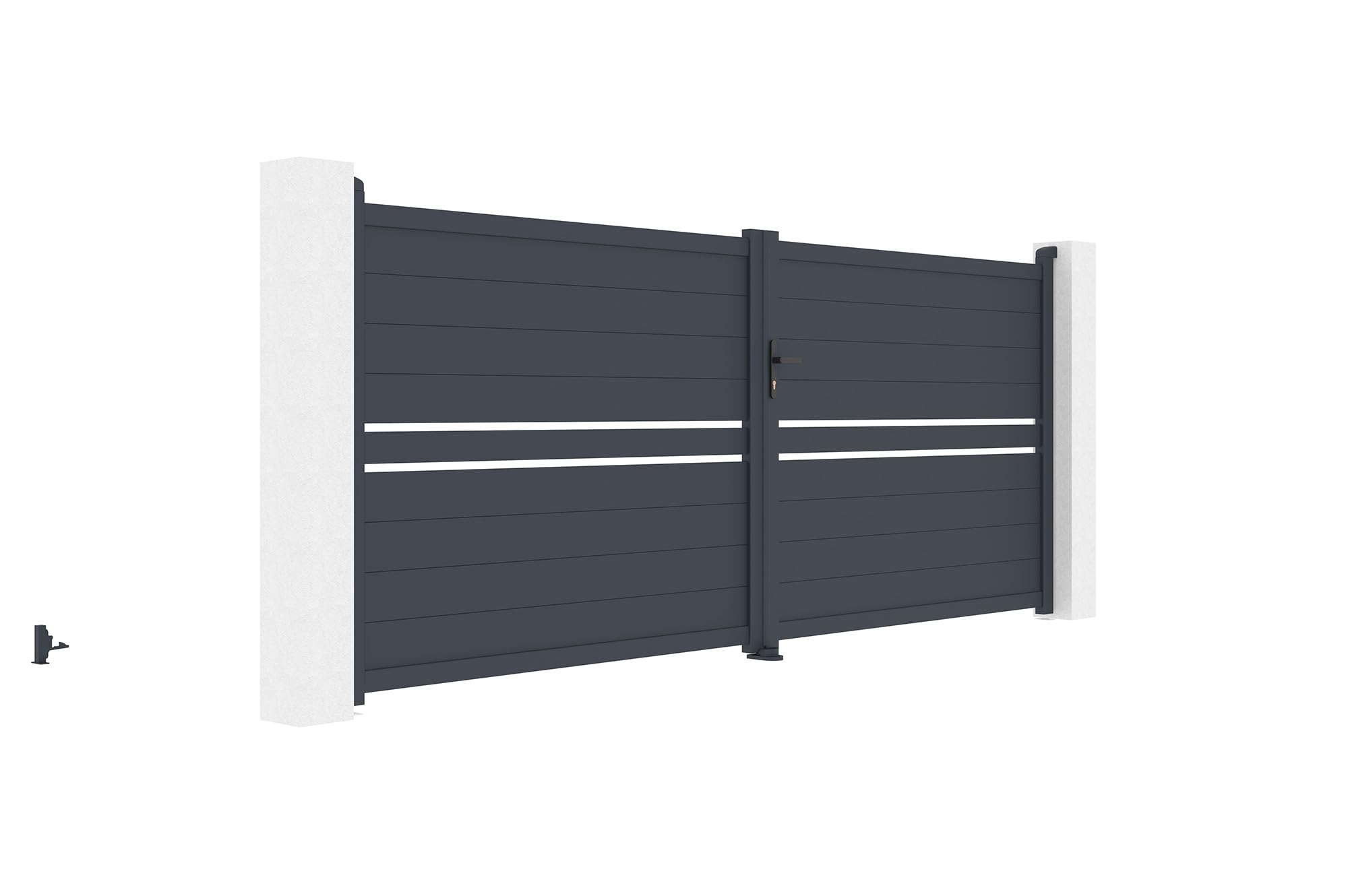 Casanoov Portail battant 4m CIMONE H.160 aluminium gris