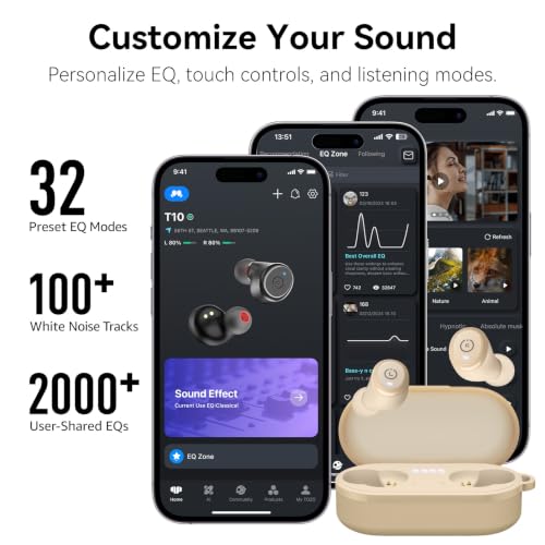 Image of TOZO T10 Wireless Earbuds Bluetooth 5.3 Headphones, App Customize EQ, Ergonomic Design, 55H Playtime, Wireless Charging Case, IPX8 Waterproof Sound in-Ear Headset, New Version
