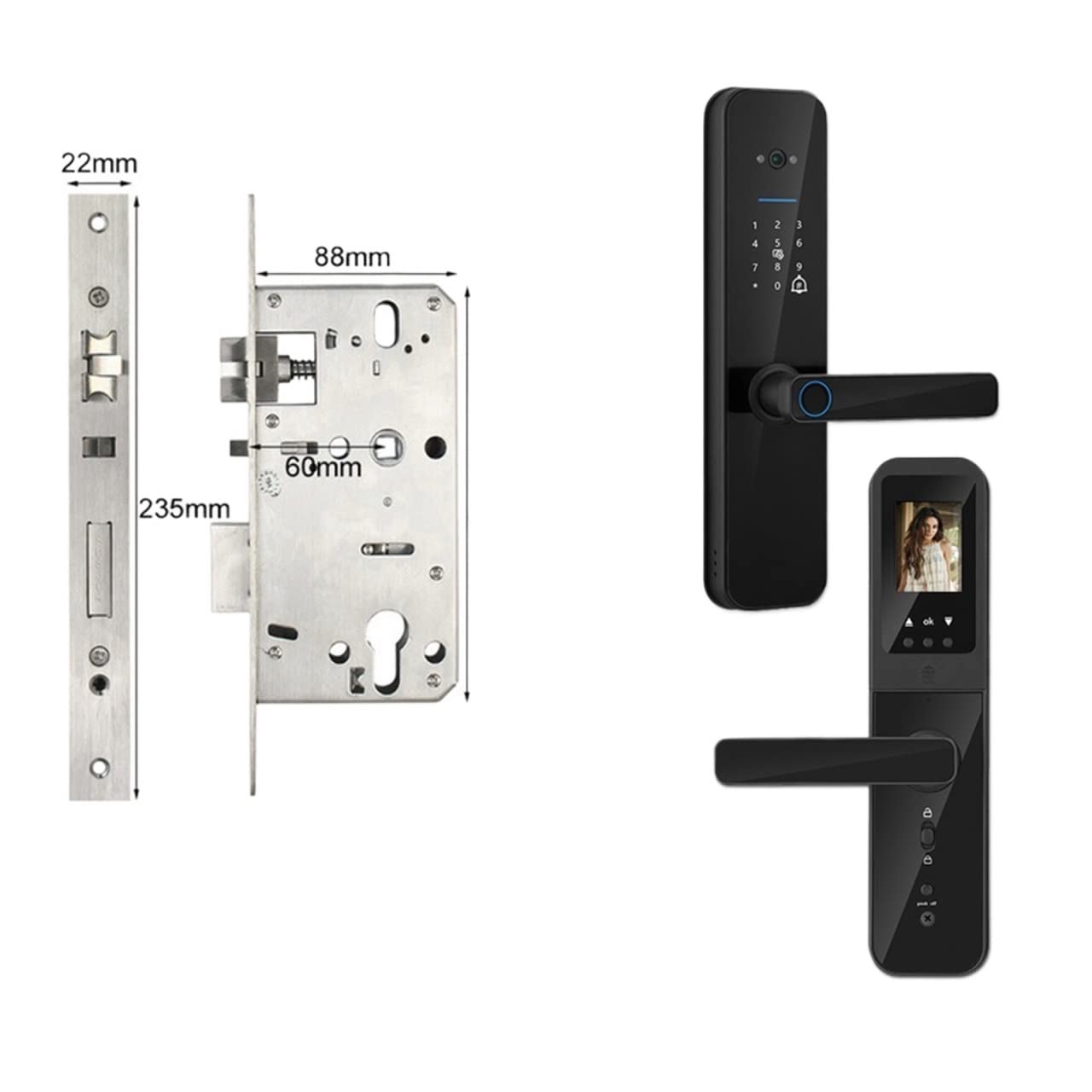 smart Lock, Tuya Digital Electronic Smart Door Lock with Biometric Camera Fingerprint Card Password Key Unlock