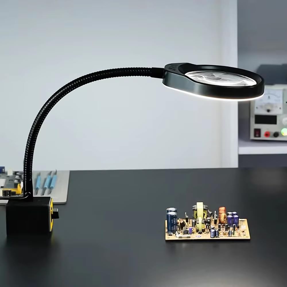 Toplionace Lupa Industrial X05 con Luces LED para Reparación Electrónica - Lámpara de Inspección de Circuitos con Lente de Cristal de Alta Definición