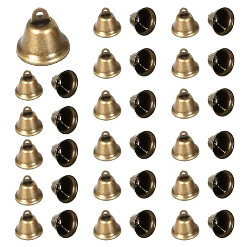 Fairblo 35 Piezas Campanillas de Metal Bronce Vintage Navidad Campana Pequeña Mini Campana para Manualidades Decoraciones Navidad Bodas Joyas Campanas de Viento Manualidades Colgantes 39 x 37 mm
