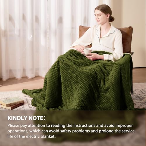 Image of Homemate Electric Heated Blanket King Size - 100 inchx90 inch Heating Blanket King Size Dual Control 1 /2 /4 /6 /8 Hours Auto-Off 10 Heat Level Over-Heat Protection Soft Flannel Sherpa ETL Certification