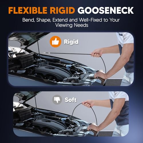 210° Two-Way Articulating Borescope with Light, 7\" IPS Industrial Endoscope Inspection Camera, 0.24in Slim Probe, Flexible Snake Camera with Light for Inspection Automotive Wall Pipe- 5.3FT Cable - Thumbnail 6