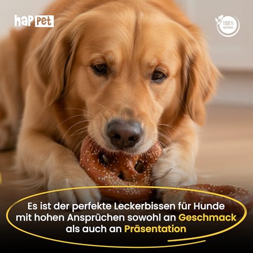 HAPPET Hundegröße - Lammbrezel - 1 Stück - leicht verdaulicher, hochproteinreicher mit Lammfleisch und roher Haut - Gesunder Snack für Hunde aller Rassen