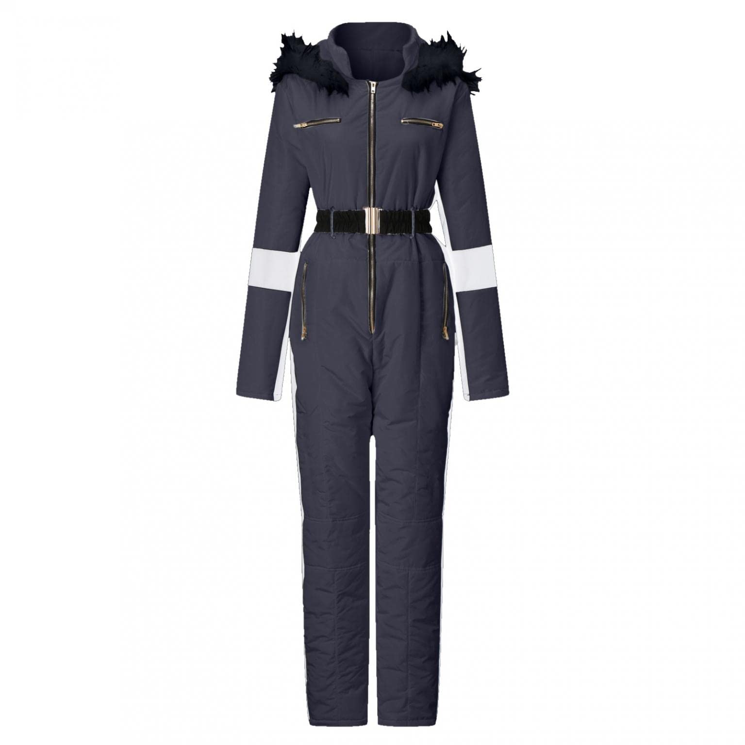 Traje de esquí para mujer de una sola pieza - Invierno cálido nieve esquí Settes Outdoor Waterproof-Jumpsuit-Langer Mono con Capucha Snowboard Traje de Esquí Impermeable Espesar Traje de Nieve Traje