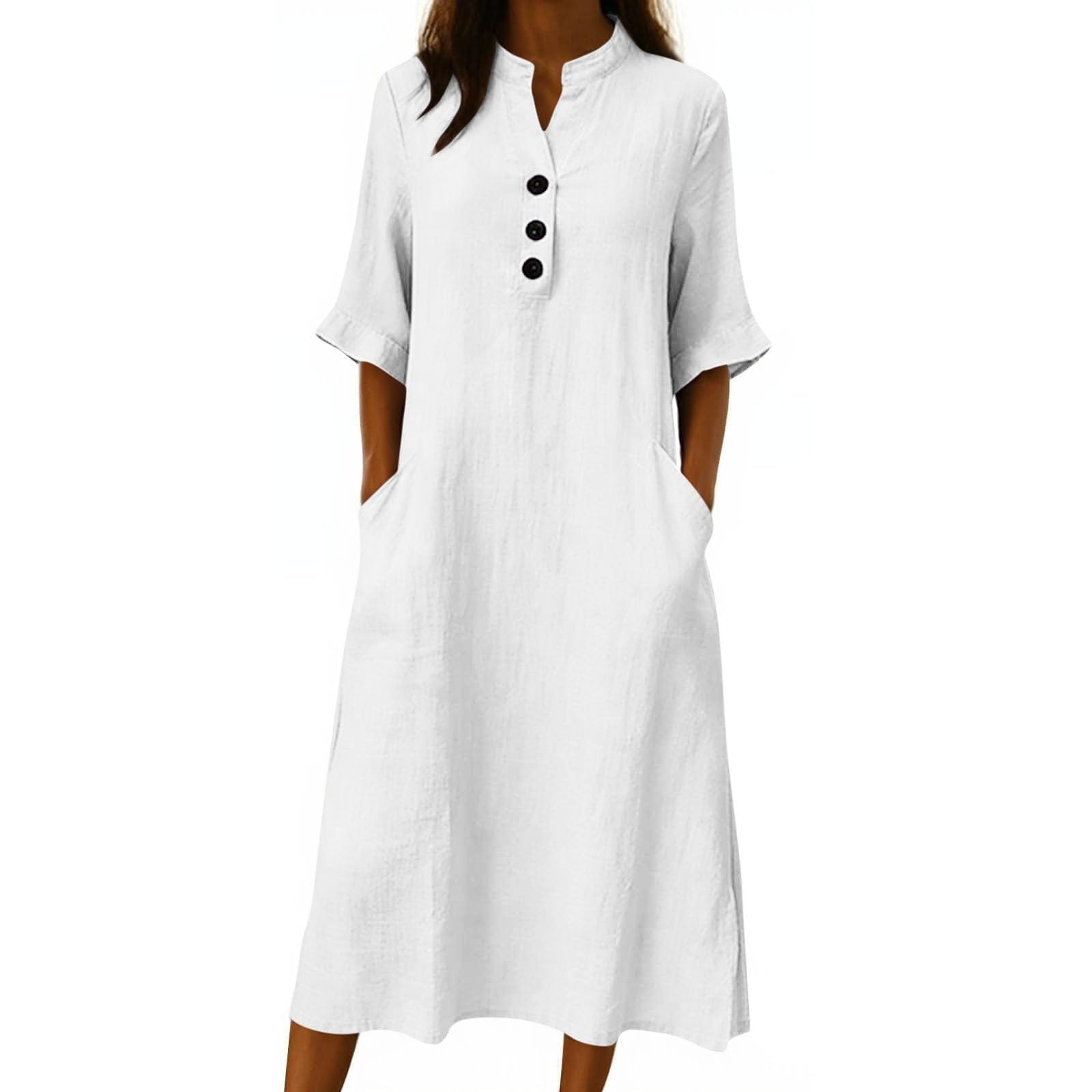 Casual Lino Tee Shirt Abiti per le Donne Estate 2026 Vacanza Solido Abiti Da Sole Manica Corta Spiaggia Primavera Tshirt Dress Wedding Guest Sere Party Sundresses Insegnante