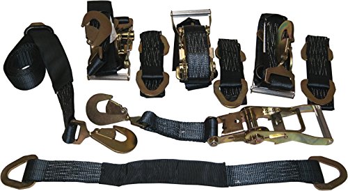 4 Axle Strap Tie Downs 24" Long and 4 Ratchet Tow Straps Car