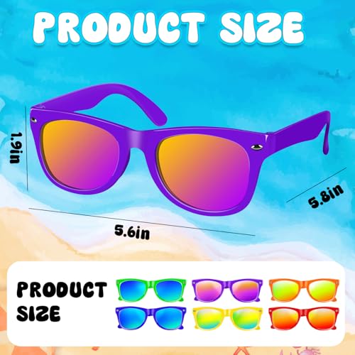 12/24 Pack Neon Party Sunglasses, Wholesale 80s Retro Bulk Party Favors Retro Classic Glasses Birthday Pool Unisex3