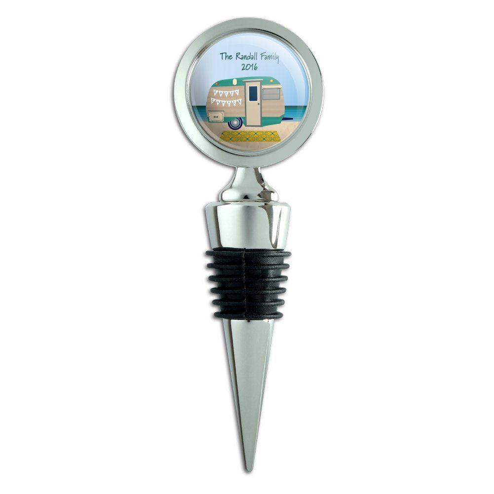 Graphics and More Personalized Custom Happy Camper Trailer Beach Camping Family Wine Bottle Stopper