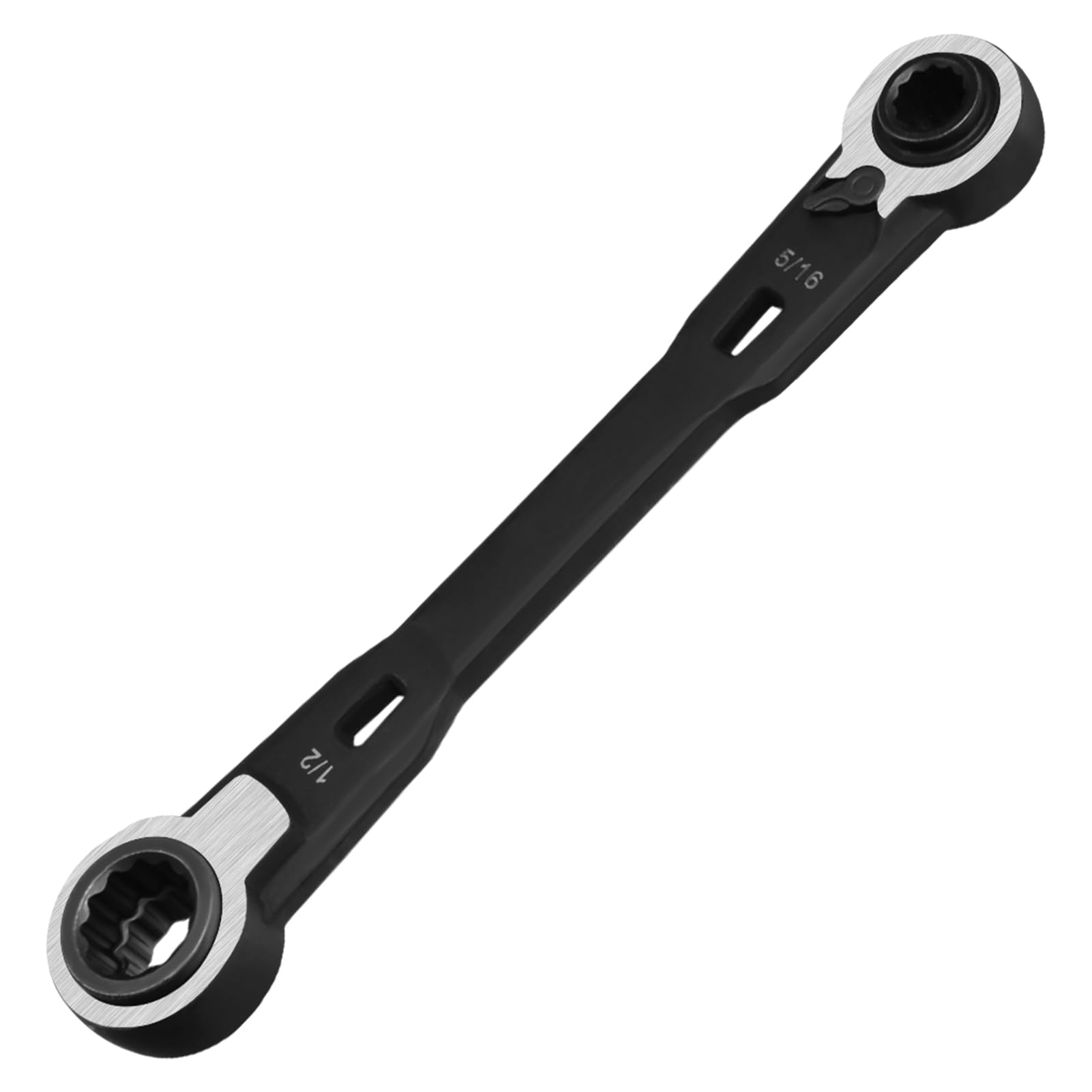 GOLD DEER 4-in-1 Reversible Ratcheting Box Wrench Set SAE 5/16" 3/8" 7/16" 1/2" Double Box End Wrench Set Ratchet Wrench Set,72-Tooth Ratcheting Gear,CR-V Steel
