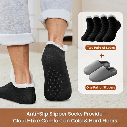 Slipper Socks Winter Warm Cozy Fuzzy Thermal Thick Fluffy Socks With Grips Non Slip4