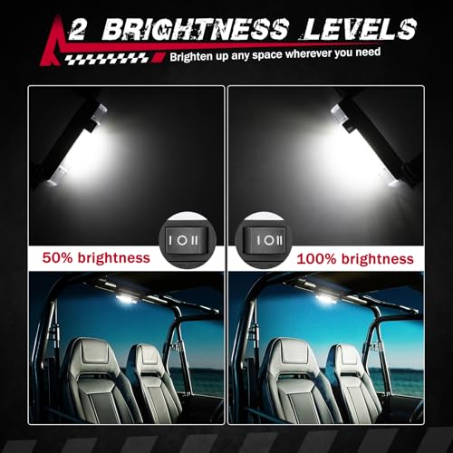 Image of UTV Interior Dome Light, FASTCHOY AUTO Universal Roll Bar Mount LED Interior Lights Roll Cage Light for UTV ATV SXS RZR Polaris Can-Am Golf Cart Talon Truck Off Road Vehicle - White
