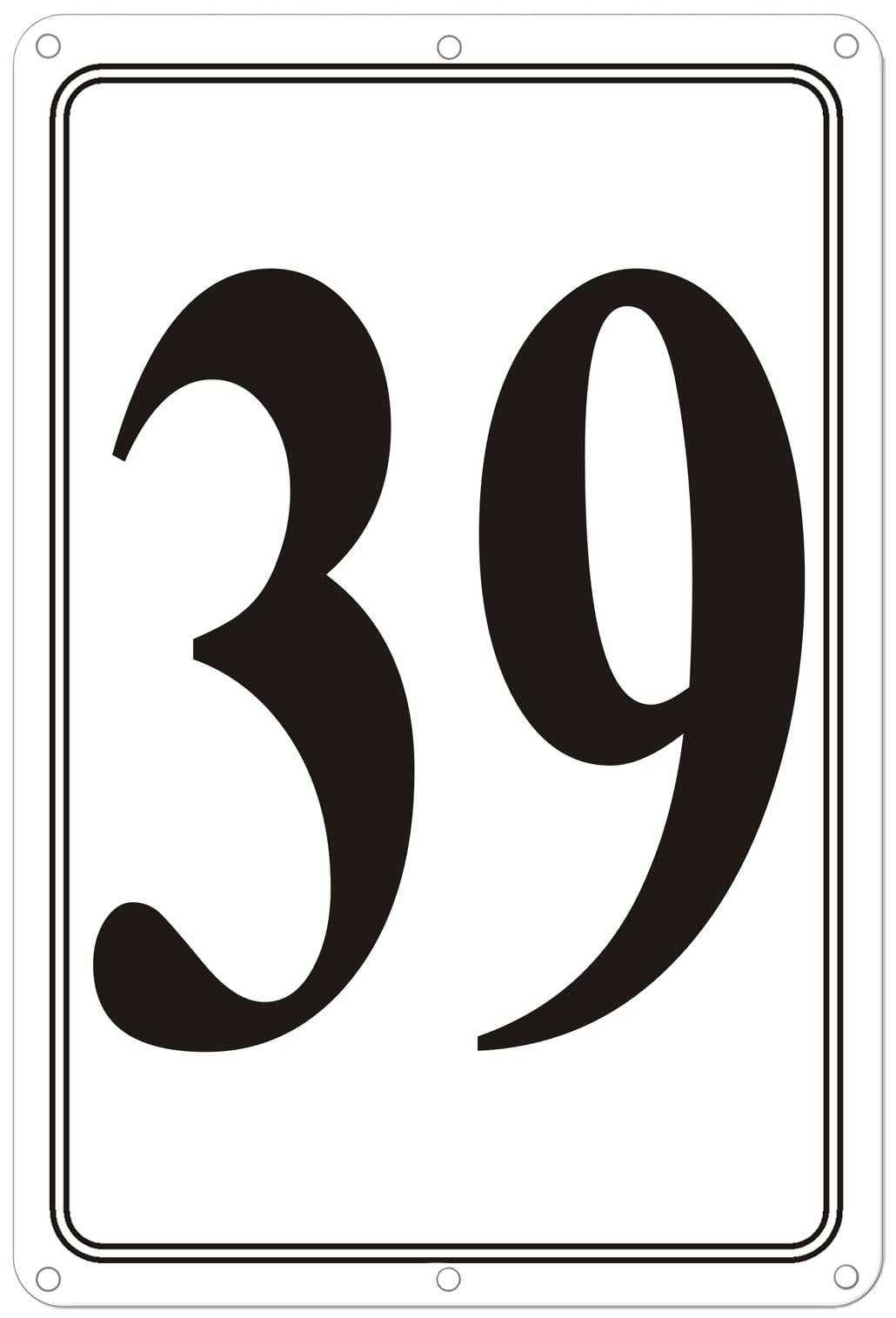 Premium Aluminum Number Signs 39, Metal 12" X 8" Numbered Signs Outdoor for Parking Lots, Floor, Dock, Court, Aisle, Field, High Visibility, No Fade, Weather-resistant