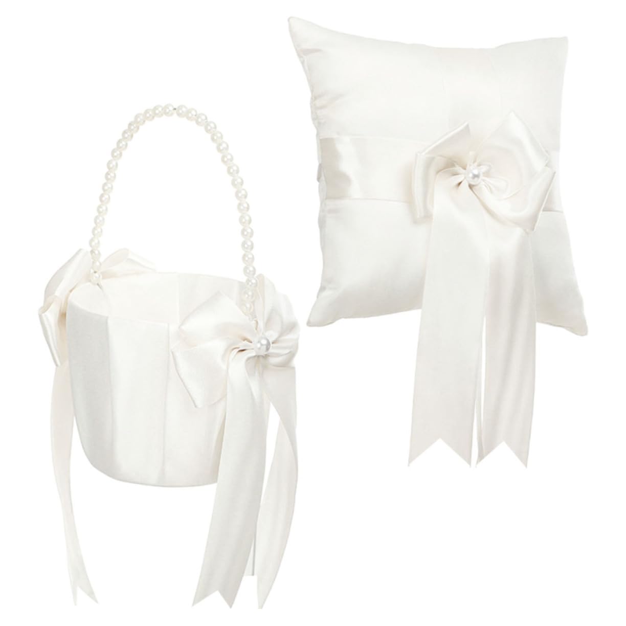 MAGICLULU 2 Sets Luxury Ring Pillow Flower Basket Perfect for Wedding Bridal Jewelry Set