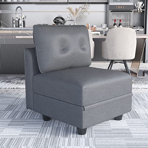 LLappuil Modular Sofa Middle Module with Storage for Customizable Sectional Sofa, Couch Accent Armless Chair, Modern Faux Leather Fabric (Dark Grey) LLappuil Modular Sofa Middle Module with Storage for Customizable Sectional Sofa, Couch Accent Armless Chair, Modern Faux Leather Fabric (Dark Grey)