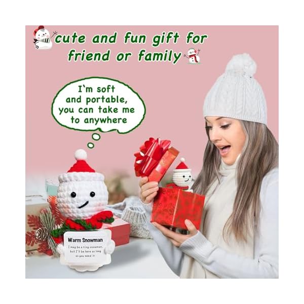   Positive-Crochet-Animals-Emotional-Support-Snowman-Cute-Mini-Animals-Stuffed-Funny-Knitted-Handmade-Doll-Xmas-Christmas-Themed-Gifts-for-Women-Mom-Grandma-Lovers-Friends