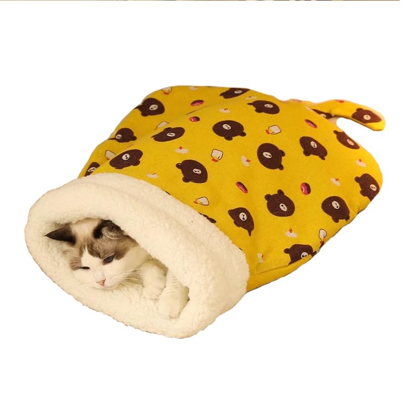 YOOUMI New Cat Sleeping Bag, Indoor Cat Bed, Winter Pet Sleeping Bag, Comfortable Sleeping Bag, Washable Cat Bed, Soft Plush Cat Sleeping Bag