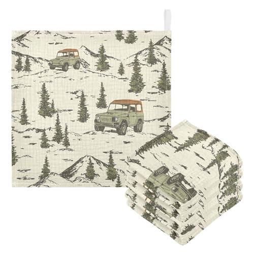 vvfelixl Offroad Cars Baby Burp Cloths Baby Muslin Washcloths for Boys Girls Cotton Babys Face Towel for Newborn Infants Soft and Absorbent 11.8 X 11.8 in, 5 Pack3