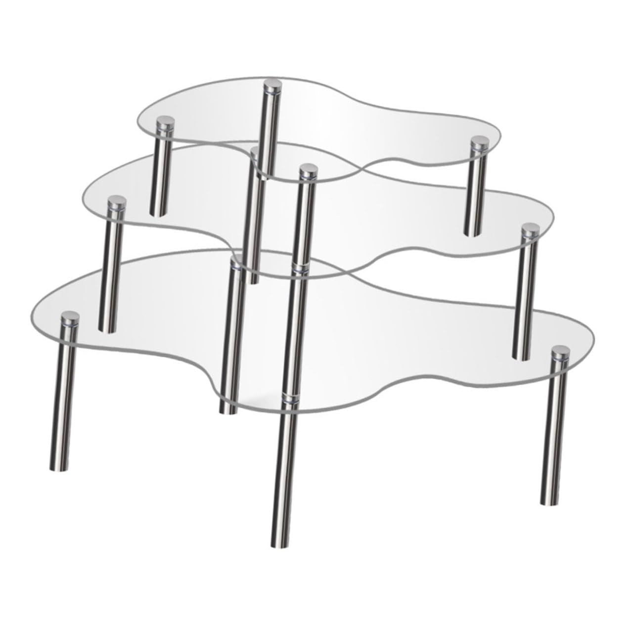 Veemoon Présentoir à Gâteaux en Acrylique Transparent 3 Pièces Multi-Niveaux Support Cupcakes et Desserts Taille Moyenne à Extra-Large pour Anniversaires Mariages et Événements