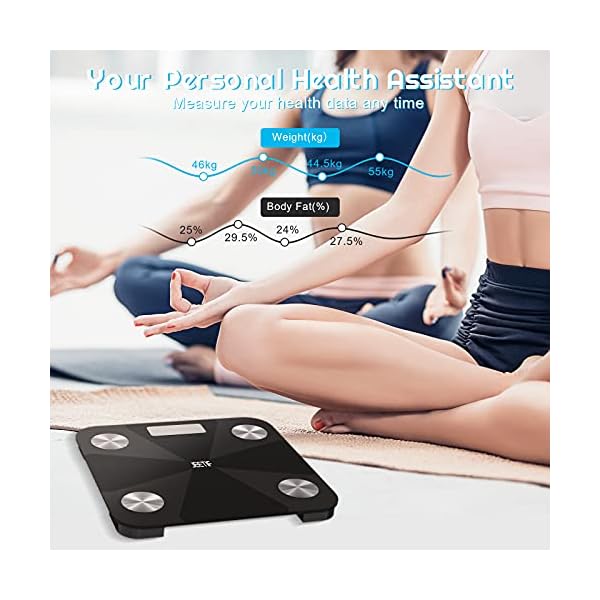 Digital Personenwaagen mit App, Körperfettwaage, Wireless Smart Digitale Waage für Körperfett, Muskelmasse, BMI, Gewicht… – Bild 3