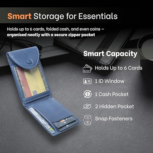 RFID Blocking Leather Wallet for Men – Premium Full Grain Leather Bifold Wallet with ID Window, Snap Closure – 10 Card Compartments, Gift Boxed, Slim Design4