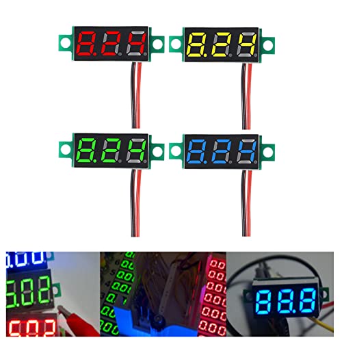Image of Voltage Tester,Mini Digital Voltmeter Gauge Tester 0.28 inch 2 Wire DC 4.5V-30V Blue /Yellow /Red /Green LED Display Voltage Tester DC Volt Meter 4 Colors