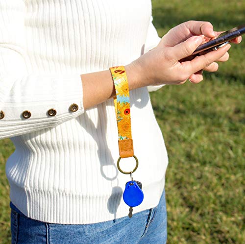 SENLLY Artsy Hand Wrist Lanyard Premium Quality Wristlet Strap with Metal Ring and Genuine Leather, for Key Chain, Camera, Cell Mobile Phone, Charms, Lightweight Items etc