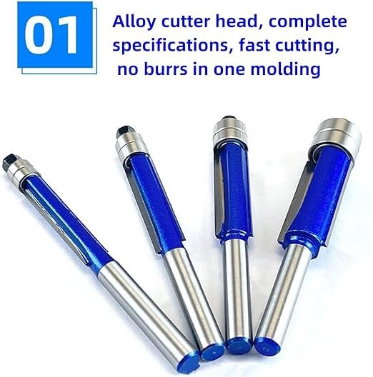 TOOLSCENTRE Industrial High Quality Wood Working 6pcs (1/4) Shank Trimmer Router Bits Set