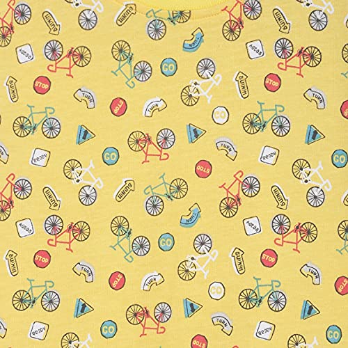 Image of miniklub Girls Yellow Printed Round Neck Pure Cotton T-Shirt
