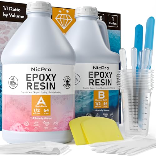 Résine époxy transparente 3,8L sans bulles Nicpro pour bois, bricolage et moulage d'art