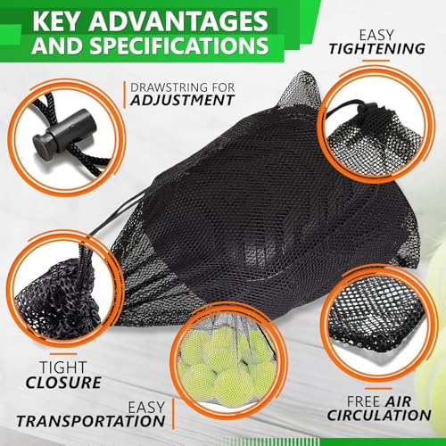 Jambala Mesh Drawstring Bags, 5 Pcs, 11 x 7 Inch - Nylon Net Bags for Swim Gear, Golf Balls, Tennis Balls, Gym Items, and Beach Essentials4