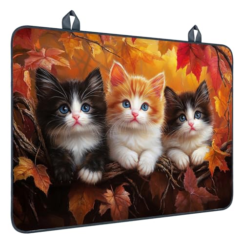 Image of Nuxovilar Kittens Leaves Stove Cover Diatom Mud 20.47x28.34 In | Glass Protector Countertop Mat Counter Saver Cooktop Cover Kitchen Home Dining Area Room (Kittens Autumn Leaves)
